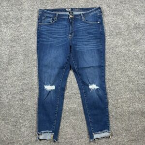 Mossimo Denim Mid-Rise Skinny Jeans‎ Womens 18R Blue Distressed Power Stretch